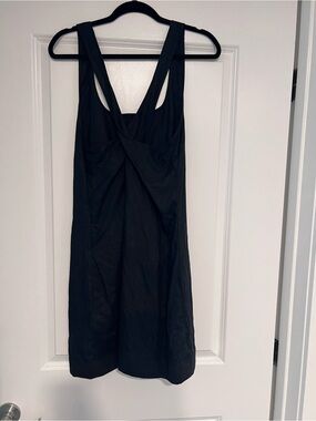 Madewell Black Linen Twist-Back Mini Dress